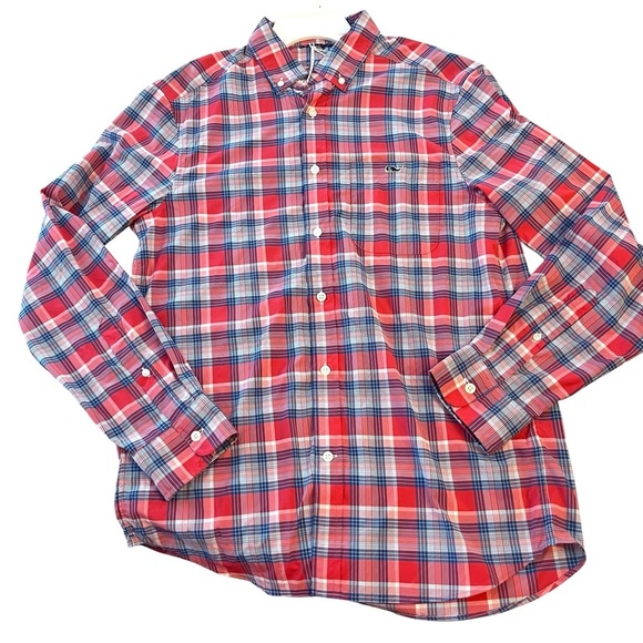 NWT Men Vineyard Vines On The Go Performance Button Down Shirt Color Sailor Red - Picture 1 of 6